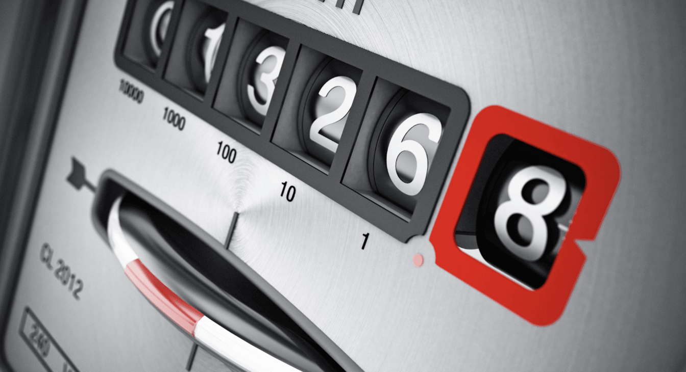 Close-up van cijfers van een analoge meter