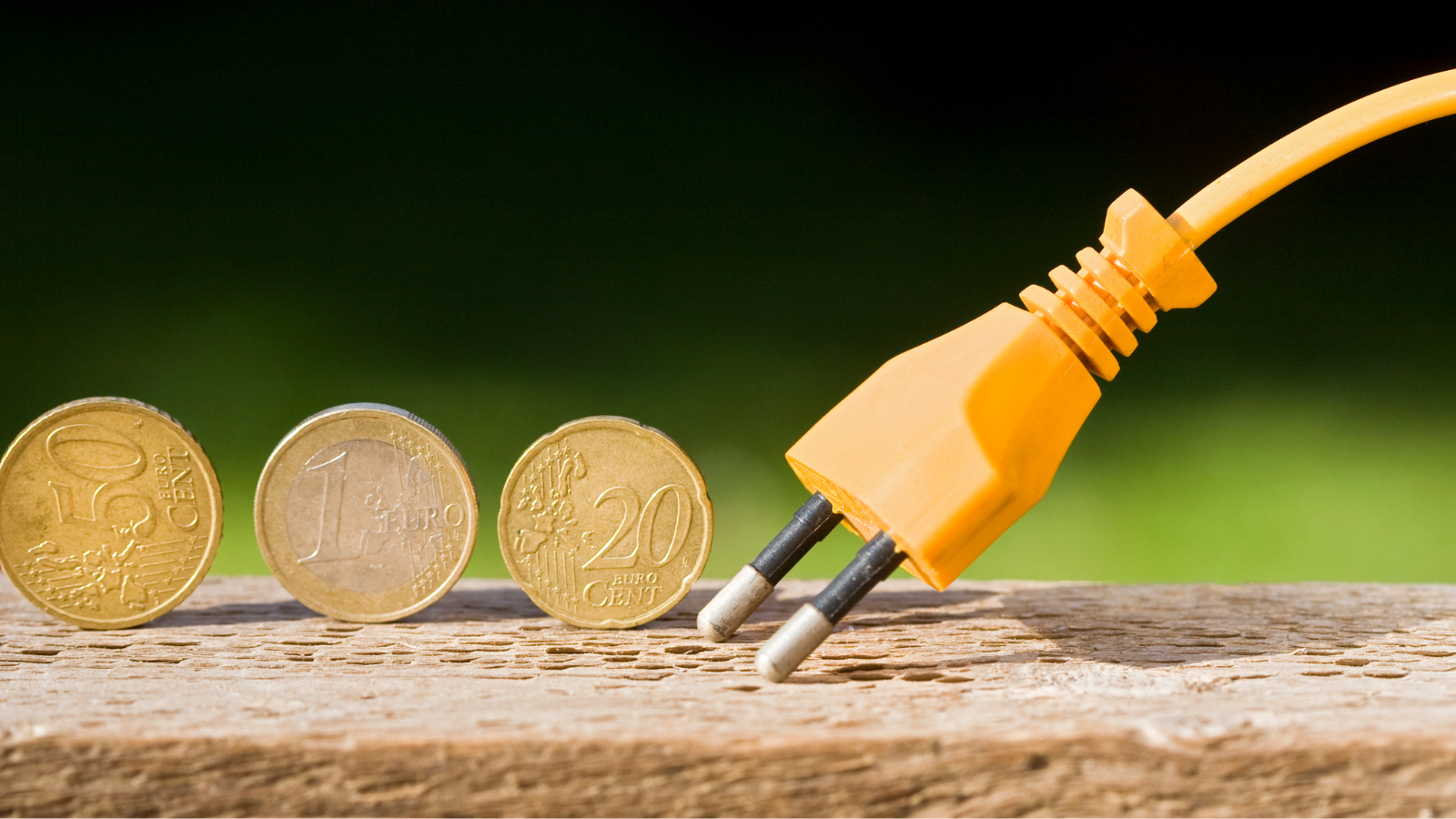 3 muntjes met oranje stekker